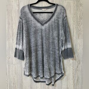 June & Delancey Gray Heathered Slouchy Longline Thermal Knit Top Size 3X
